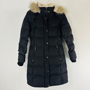 Lauren Ralph Lauren Down Puffer Coat Women's Black Feather Removable Fur Hood XS